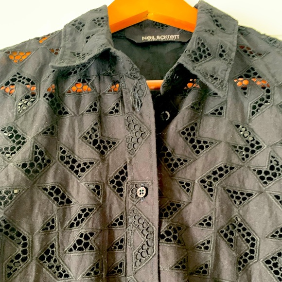 NEIL BARRETT Black Cotton Lace Tunic Top - S - Picture 11 of 16